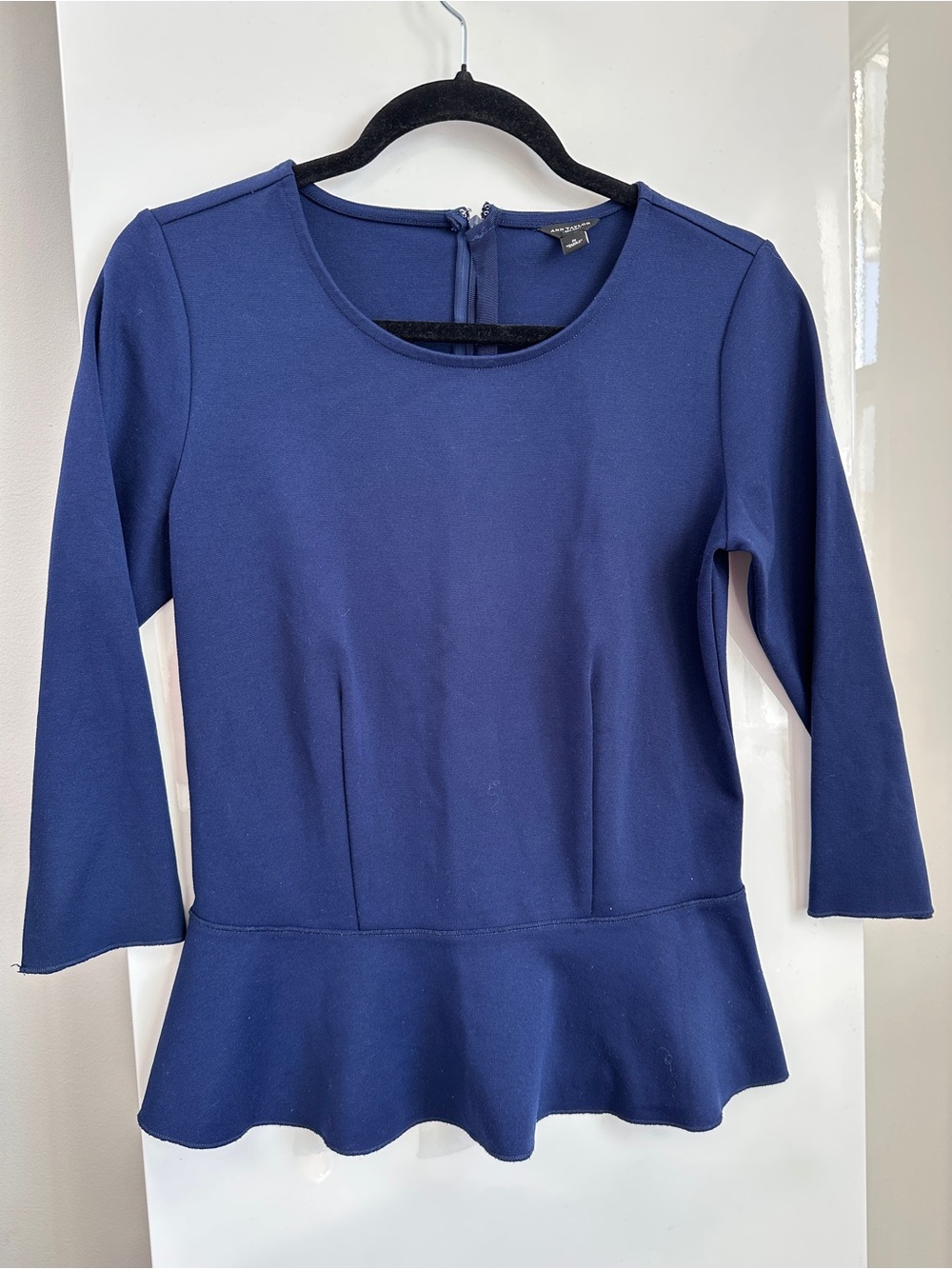 Corporate Siren Femme Officecore Sculptural Peplum Top Classic Navy Peplum Top